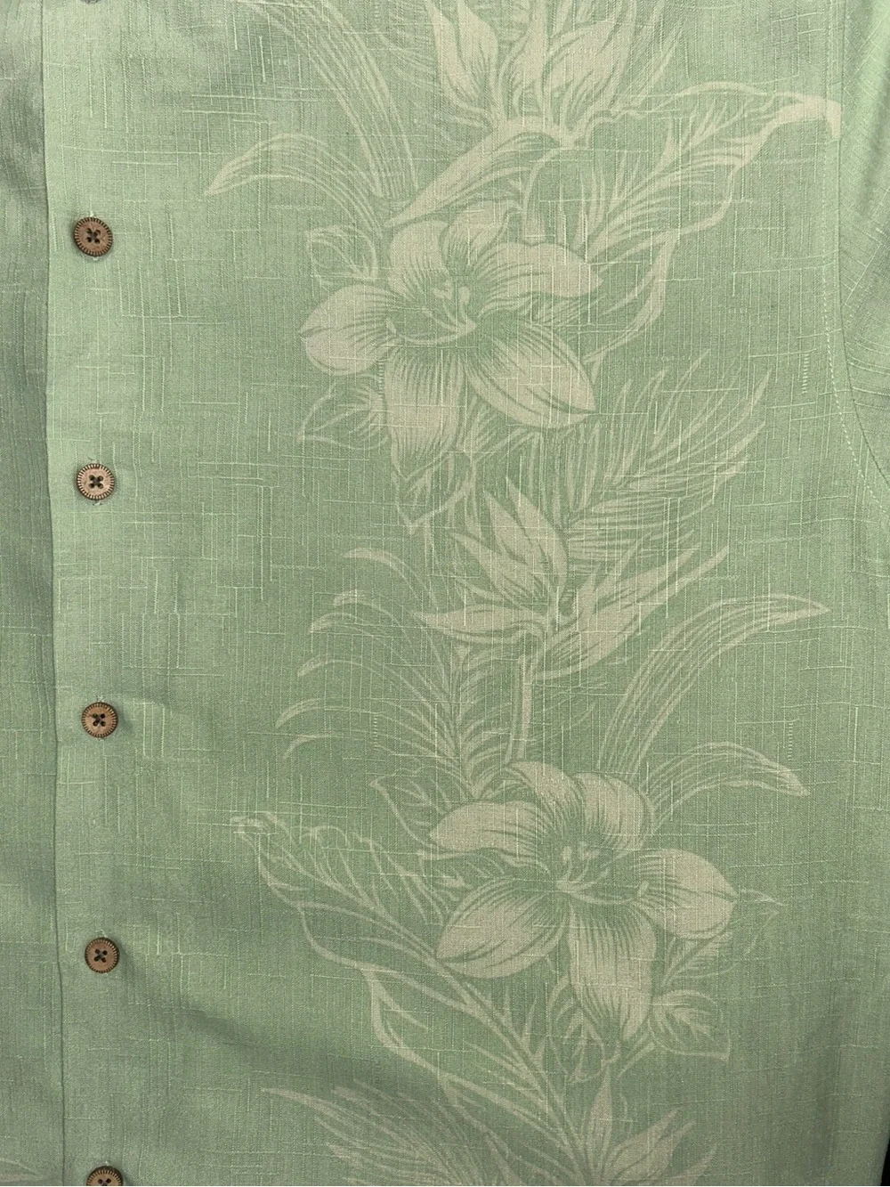 Jamaica Jaxx Sage Green 100% Silk Tropical Floral Camp Shirt Men's XXL